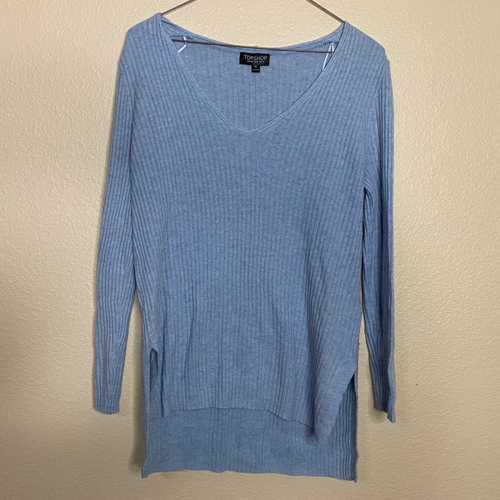 Top Shop Blue Ribbed Knit Sweater Size 6